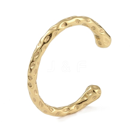 304 Stainless Steel Open Cuff Textured Bangles for Women LS-BJEW-G706-02G-1