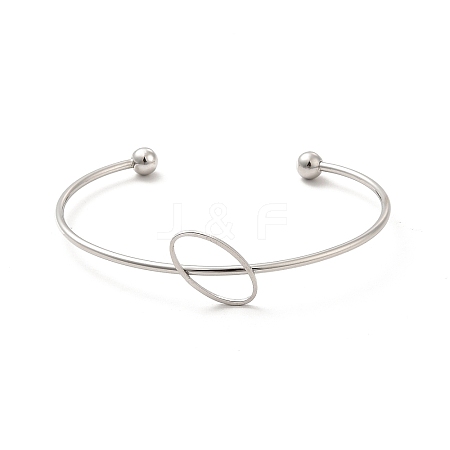 Non-Tarnish Oval 201 Stainless Steel Cuff Bangles for Women Girls STAS-K247-04P-1