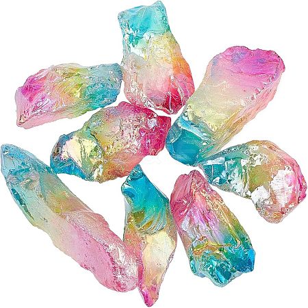 Electroplated Rough Raw Natural Quartz Beads G-NB0003-56-1
