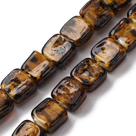 Handmade Gold Sand Lampwork Beads Strands LAMP-Q045-02A-1