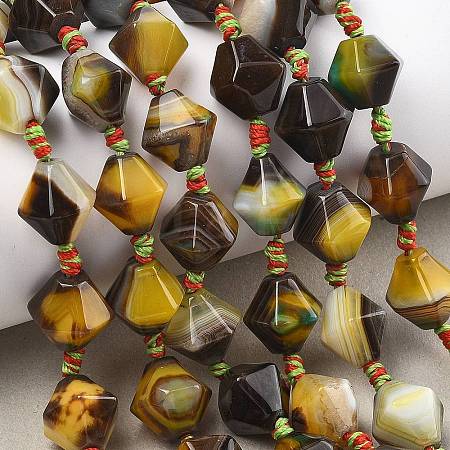 Natural Banded Agate/Striped Beads Strands G-A306-C02-01-1