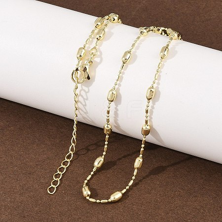Brass Oval Ball Chain Necklaces for Men Women X-NJEW-L012-03G-1