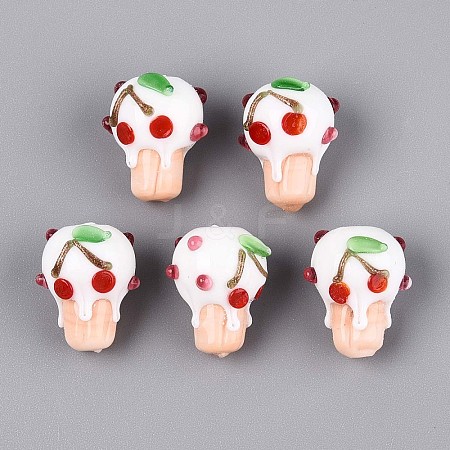 Handmade Lampwork Bumpy Beads LAMP-T022-06F-1