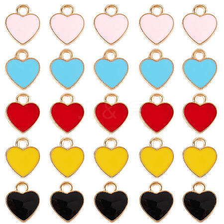 100Pcs 5 Colors Alloy Enamel Charms ENAM-SC0005-32-1