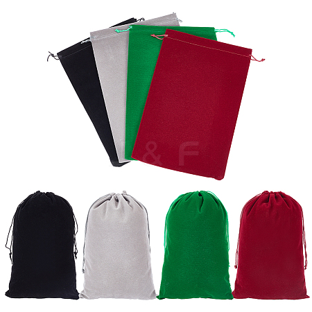   8Pcs 4 Colors Velvet Packing Pouches TP-PH0001-20-1