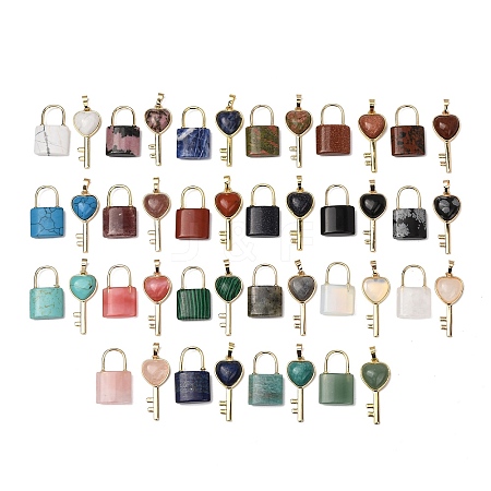 Natural & Synthetic Mixed Gemstone Beaded Pendants GG-CBA9389-04-1