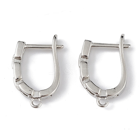 Brass Hollow Out Rectangle Hoop Earring Findings ZIRC-L097-058P-1