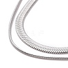 316 Stainless Steel Round Snake and Herringbone Chains Double Layer Necklace for Women Men NJEW-C025-01P-2