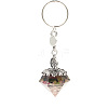 Resin Diamond Shape with Natural Tourmaline Chip inside Pendant Keychain PW-WG68879-06-1