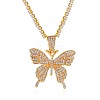 Alloy Crystal Rhinestone Cup Chain Butterfly Pendant Necklaces for Womem WGB1B47-08-1