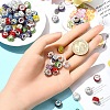 100Pcs 10 Colors Polymer Clay Rhinestone European Large Hole Beads with Silver Color Plated Brass Cores FIND-YW0004-88-5