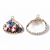 Electroplate Printed Natural Scallop Shell Pendants X-SSHEL-R047-04-A04-3