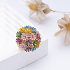 Flower Alloy with Rhinestone Enamel Finger Rings for Women FS-WG3A5AD-01-2