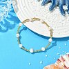 Brass & Natural Cultured Freshwater Pearl Beaded Stretch Bracelets for Women BJEW-JB13736-1