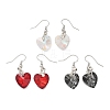 Heart Glass Dangle Earrings X-EJEW-JE01737-4