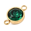 12Pcs 12 Colors 304 Stainless Steel with Faceted K9 Glass Birth Stone Flat Round Links Connector Charms STAS-F139-042G-A-3