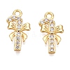 Christmas Theme Brass Micro Pave Clear Cubic Zirconia Charms KK-T073-18G-1