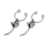 Rose Flower 316 Surgical Stainless Steel Dangle Half Hoop Earrings for Women EJEW-G416-44AS-4