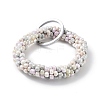 Glass Beaded Bracelet Wrist Keychain AJEW-Z018-01G-1