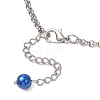 Round Glass Beaded Bib 304 Stainless Steel Rolo Chain Necklaces NJEW-JN05359-01-5