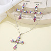 Bohemian Style Cross Alloy Rhinestone Pendant Necklace & Dangle Earrings Sets FS-WGD7F08-01-4
