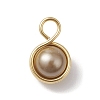 Shell Pearl Round Copper Wire Wrapped Pendants PALLOY-JF03258-02-3