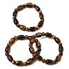 Natural Tiger Eye Oval and Round Beaded Stretch Bracelets for Women GG-CBA3F02-13B-4