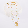 Stainless Steel with Crystal Rhinestone Bowknot Pendant Necklace for Women CP4119-2