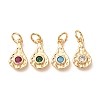 Brass Micro Pave Cubic Zirconia Charms CU-K002-42G-M-1