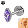 G23 Titanium Cubic Zirconia Horse Eye 17 Gauge Threadless Labrets for Women Men WG9E7C9-36-1