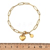 Heart & Flat Round 304 Stainless Steel Charm Bracelets SA-B005-03G-3