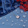 150Pcs 8 Styles Transparent Glass Square Cabochons GGLA-FH0001-04-4