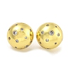 Rack Plating Half Round Brass Pave Clear Cubic Zirconia Stud Earrings for Women EJEW-G410-58G-2