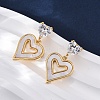 Heart Brass Micro Pave Clear Cubic Zirconia Dangle Stud Earrings KK-D363-12D-G-1