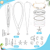 Ocean Theme Brass & 304 Stainless Steel Necklaces & Bracelets & 304 Stainless Steel Earring & Brass Cuff Rings Sets SJEW-PH00007-2