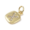 Rack Plating Brass Micro Pave CLear Cubic Zirconia Charms KK-E110-14G-X-2