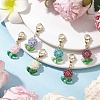 Flower Glass Seed Beads Beaded Pendant Decorations HJEW-MZ00195-1
