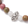 Natural Unakite & White Jade & Rhodonite Round Beaded Stretch Bracelets BJEW-JB11953-01-3
