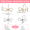 SOFPLATE 28Pcs 2 Color Bowknot Shape Brass Earring Hook DIY-SP0001-07-2