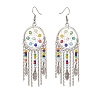 Alloy Woven Net/Web with Feather Chandelier Earrings with Glass Beaded EJEW-TA00159-3
