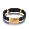 Leather Braided Cord Bracelets BJEW-E352-06G-3