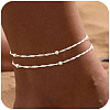 Brass Round Beads Singapore Chain Double Layer Anklets for Women FS-WG032DF-03-1