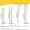 16Pcs 8 Styles Chinese Style Alloy Crane Hair Sticks OHAR-SC0002-98-2