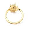 Cubic Zirconia Flower Open Cuff Ring RJEW-L106-009G-03-3
