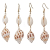 304 Stainless Steel Shell Shape with Tortoise & Starfish Dangle Earrings EJEW-JE06265-04-2