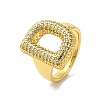 Letter Brass Micro Pave Clear Cubic Zirconia Open Cuff Ring for Women RJEW-N046-03D-G-1