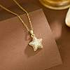 304 Stainless Steel Pave Clear Cubic Zirconia Star Pendant Necklaces for Women WG2EDAA-05-1