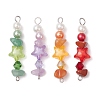 4Pcs 4 Colors Glass & Acrylic Pearl & Natural Green Aventurine & Natural Red Aventurine & Natural Red Jasper & Natural Ametrine Chip Star Connector Charms PALLOY-JF03339-1