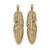 Tibetan Style Alloy Feather Big Pendants TIBEP-A12720-AG-RS-1