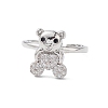 Bear Cubic Zirconia Cuff Ring RJEW-M146-03F-1